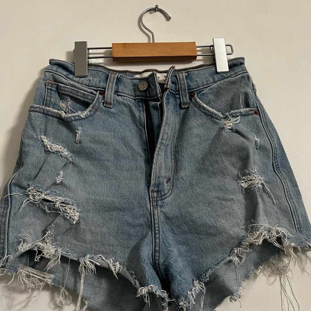 Abercrombie & Fitch Blue Distressed Jean Shorts